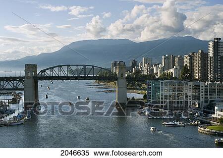 Stock Photography - View Over False Creek, To West End And Burrard Street Bridge, Vancouver, British Columbia. Fotosearch