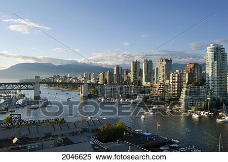 View Over Granville Island, False Creek, To West End And Burrard Street Bridge, Vancouver, British Columbia View Large Photo Image Stock Photography - View Over Granville Island, False Creek, To West End And Burrard Street Bridge, Vancouver, British Columbia. Fotosearch