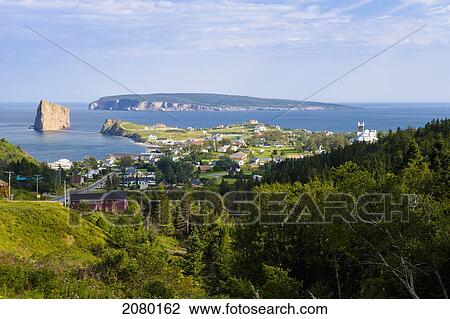 Stock Image - Village By Perce Rock In The Gaspesie Region; Perce, Quebec, Canada. Fotosearch