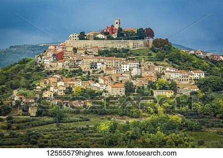 Vineyards surrounding the hilltop medieval town of Motovun; Motovun, Istria, Croatia View Large Photo Image Stock Photograph - Vineyards surrounding the hilltop medieval town of Motovun; Motovun, Istria, Croatia. Fotosearch
