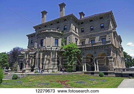 Visitors stand on lawn, steps and balconies taking photos at Breaker's Mansion; Newport, Rhode Island, United States of America View Large Photo Image Stock Image - Visitors stand on lawn, steps and balconies taking photos at Breaker's Mansion; Newport, Rhode Island, United States of America. Fotosearch