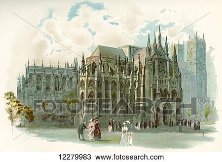 Stock Image - Westminster Abbey, formally titled the Collegiate Church of St Peter at Westminster, City of Westminster, London, England. From Cassell's History of England, published c. 1901. Fotosearch
