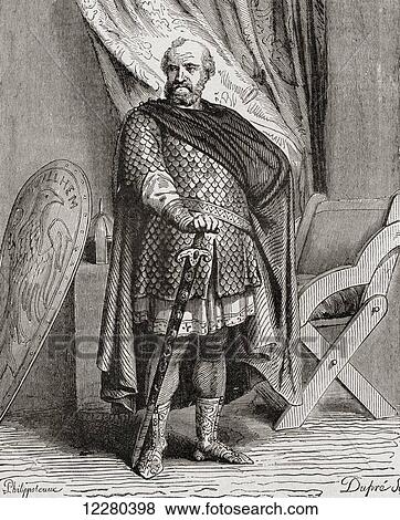 Stock Photo - William I, c. 1028 - 1087, aka William the Conqueror and sometimes William the Bastard. First Norman King of England. From Histoire de France, published c. 1880. Fotosearch