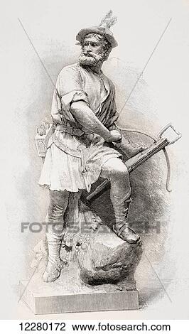 William Tell, a folk hero from Switzerland, after the statue by Marius Jean Antonin Mercié. From La Ilustracion Española y Americana, published 1892. View Large Photo Image Stock Image - William Tell, a folk hero from Switzerland, after the statue by Marius Jean Antonin Mercié. From La Ilustracion Española y Americana, published 1892.. Fotosearch