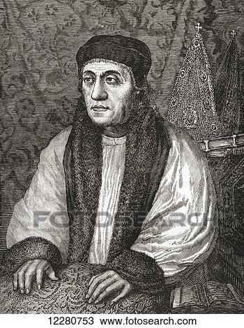 Stock Image - William Warham, c. 1450 – 1532. Archbishop of Canterbury. From The Century Edition of Cassell's History of England, published 1901.. Fotosearch