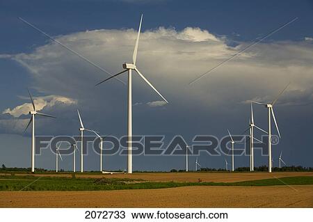 Stock Image - Wind Turbines, West Cape, Prince Edward Island. Fotosearch