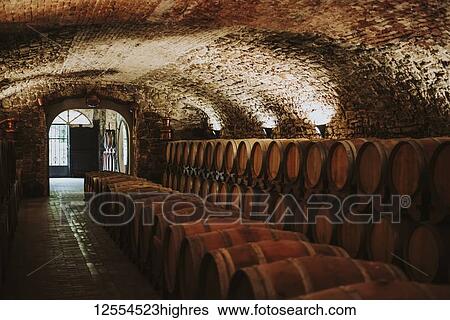 Stock Photograph - Wine cellar; Italy. Fotosearch