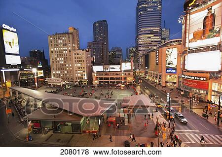Stock Photo - Yonge-Dundas Square, Eaton Centre And City Tv; Toronto, Ontario, Canada. Fotosearch