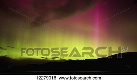Stock Photo - Aurora Australis; Stewart Island, New Zealand. Fotosearch