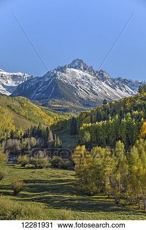 Stock Image - Autumn colours, off Road 7, Sneffels Range, near Ouray; Colorado, United States of America. Fotosearch