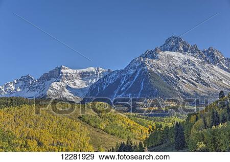 Stock Photo - Autumn colours, off Road 7, Sneffels Range, near Ouray; Colorado, United States of America. Fotosearch