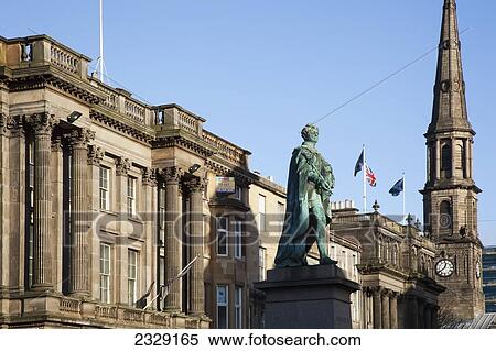 Stock Photography - Buildings And A Statue On George Street; Edinburgh, Scotland. Fotosearch
