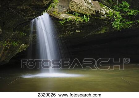 Stock Photograph - Cedar Falls, Hocking Hills State Park; Ohio, United States Of America. Fotosearch
