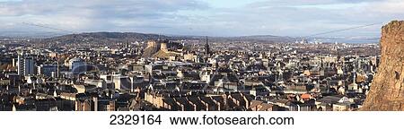 Picture - Cityscape Of Edinburgh With A View Of A Castle; Edinburgh, Scotland. Fotosearch