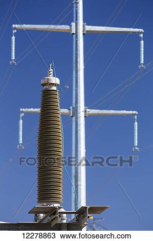Close up of hydro insulator with metal hydro tower and blue sky in background; Alberta, Canada View Large Photo Image Stock Image - Close up of hydro insulator with metal hydro tower and blue sky in background; Alberta, Canada. Fotosearch
