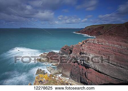 Coastline of St. Anne's Head on the Pembrokeshire coastal path in South Wales; Wales View Large Photo Image Stock Photography - Coastline of St. Anne's Head on the Pembrokeshire coastal path in South Wales; Wales. Fotosearch