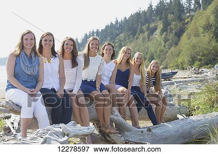 Stock Photo - Family reunion, Fox Spit; Whidbey Island, Washington, United States of America. Fotosearch