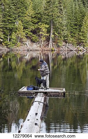 Picture - Fly fishing at Loggers Lake; Whistler, British Columbia, Canada. Fotosearch