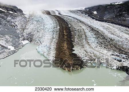 Stock Image - Fourpeaked Glacier, Katmai Naional Park, Alaska Peninsula; Southwest Alaska, United States Of America. Fotosearch