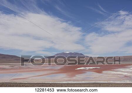 Stock Image - Laguna Colorada, Altiplano region; Bolivia. Fotosearch