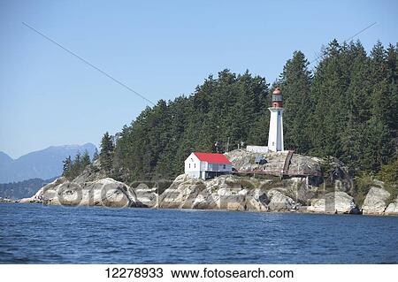 Stock Image - Lighthouse Park at Point Atkinson in West Vancouver; Vancouver, British Columbia, Canada. Fotosearch