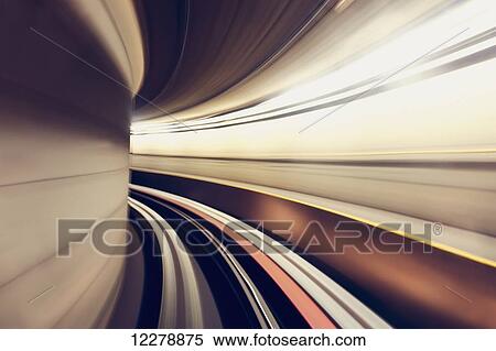 Long exposure while taking underground transportaion giving a time warp feel; Seattle, Washington, United States of America View Large Photo Image Stock Photography - Long exposure while taking underground transportaion giving a time warp feel; Seattle, Washington, United States of America. Fotosearch