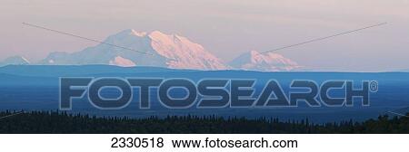 Stock Photo - Mount Mckinley Viewed From George Parks Highway At Sunset; Alaska, United States Of America. Fotosearch