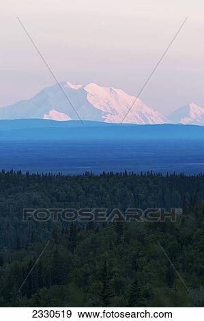 Mount Mckinley Viewed From George Parks Highway At Sunset; Alaska, United States Of America View Large Photo Image Stock Photo - Mount Mckinley Viewed From George Parks Highway At Sunset; Alaska, United States Of America. Fotosearch