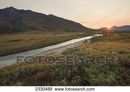 Stock Photo - Noatak River And The Brooks Range At Sunset, Gates Of The Arctic National Park, Northwestern Alaska; Alaska, United States Of America. Fotosearch
