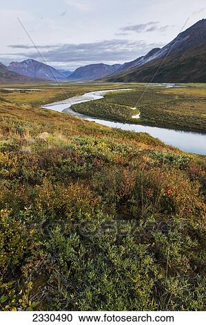 Stock Image - Noatak River And The Brooks Range, Gates Of The Arctic National Park, Northwestern Alaska; Alaska, United States Of America. Fotosearch