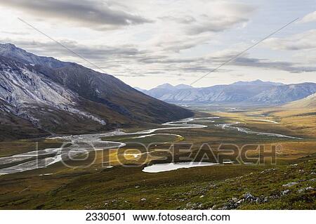Stock Image - Noatak River And The Brooks Range, Gates Of The Arctic National Park, Northwestern Alaska; Alaska, United States Of America. Fotosearch