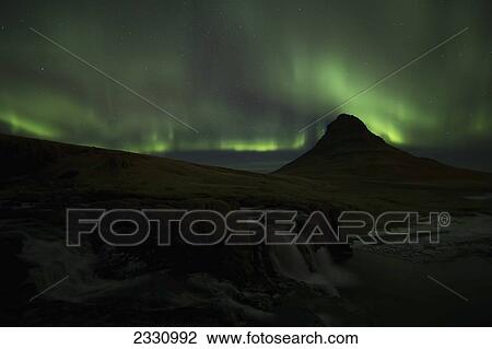 Northern Lights Over Kirkjufell, Snaefellsnes Peninsula; Iceland View Large Photo Image Stock Image - Northern Lights Over Kirkjufell, Snaefellsnes Peninsula; Iceland. Fotosearch