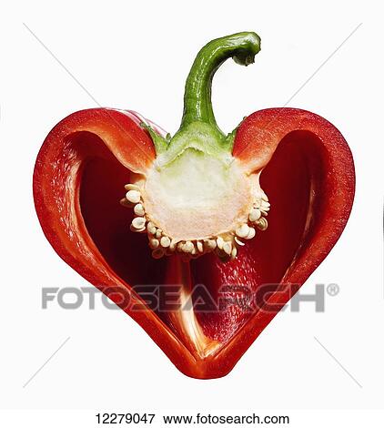 Red pepper cut in the shape of a heart on a white background; Montreal, Quebec, Canada View Large Photo Image Stock Photo - Red pepper cut in the shape of a heart on a white background; Montreal, Quebec, Canada. Fotosearch