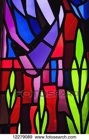 Stock Photo - Stained glass window at St. Michael's Cathedral and Basilica, circa 1959; Sherbrooke, Quebec, Canada. Fotosearch