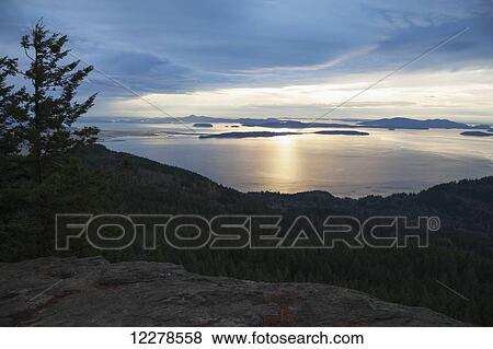 Sunset view of San Juan Islands from Oyster Dome; Bellingham, Washington, United States of America View Large Photo Image Stock Photo - Sunset view of San Juan Islands from Oyster Dome; Bellingham, Washington, United States of America. Fotosearch