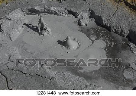 Stock Photo - The geothermal area causes mud to boil, Altiplano region; Sur Lipez, Bolivia. Fotosearch