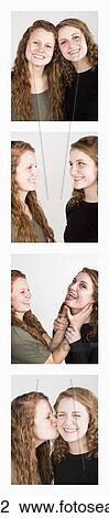Two young women creating photo booth series of images in filmstrip format; Alberta, Canada View Large Photo Image Stock Image - Two young women creating photo booth series of images in filmstrip format; Alberta, Canada. Fotosearch