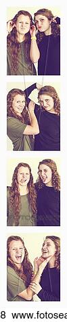 Two young women creating photo booth series of images in filmstrip format; Alberta, Canada View Large Photo Image Stock Photo - Two young women creating photo booth series of images in filmstrip format; Alberta, Canada. Fotosearch