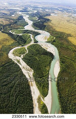 Stock Image - Views From The Flight Through The Brooks Range Out To The Noatak River, Arctic Alaska In Summertime; Alaska, United States Of America. Fotosearch