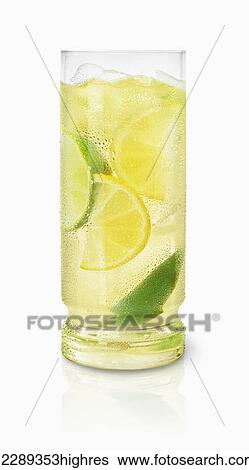 A glass of a cold beverage with ice cubes and wedges of lemon and lime; Toronto, Ontario, Canada View Large Photo Image Stock Photograph - A glass of a cold beverage with ice cubes and wedges of lemon and lime; Toronto, Ontario, Canada. Fotosearch