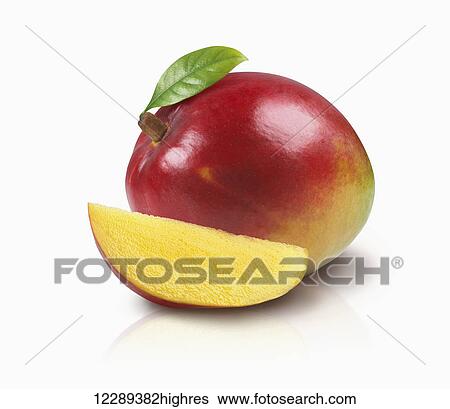 A mango with a leaf and a slice of mango on a white background; Toronto, Ontario, Canada View Large Photo Image Stock Photograph - A mango with a leaf and a slice of mango on a white background; Toronto, Ontario, Canada. Fotosearch