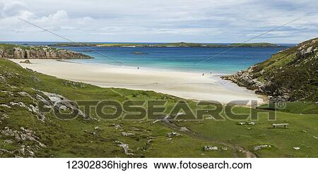 A white sand beach and turquoise water along the coast of the Highlands; Scotland View Large Photo Image Stock Photograph - A white sand beach and turquoise water along the coast of the Highlands; Scotland. Fotosearch