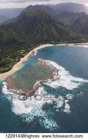 Aerial view of a reef on the north shore of Kauai near Kilauea; Kauai, Hawaii, United States of America View Large Photo Image Stock Photograph - Aerial view of a reef on the north shore of Kauai near Kilauea; Kauai, Hawaii, United States of America. Fotosearch