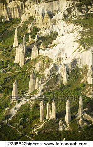 Aerial view of fairy chimneys over Goreme National Park; Cappadocia, Turkey View Large Photo Image Stock Photograph - Aerial view of fairy chimneys over Goreme National Park; Cappadocia, Turkey. Fotosearch