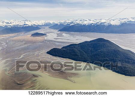 Aerial view of low tide and Woronkofski Island in the Stikine River Delta on a clear day, Wrangell, Southeast Alaska, USA, Spring View Large Photo Image Stock Photograph - Aerial view of low tide and Woronkofski Island in the Stikine River Delta on a clear day, Wrangell, Southeast Alaska, USA, Spring. Fotosearch