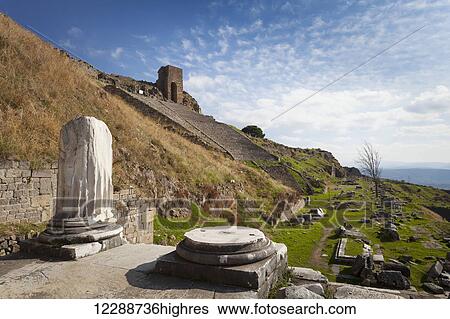 Stock Photograph - Ancient ruins of a theatre; Pergamum, Turkey. Fotosearch