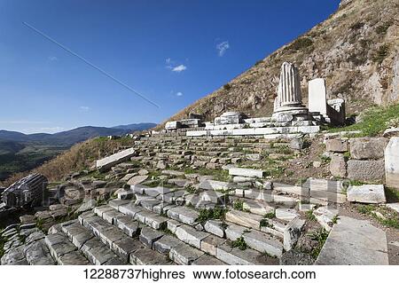 Stock Photograph - Ancient ruins of the Temple of Dionysus; Pergamum, Turkey. Fotosearch