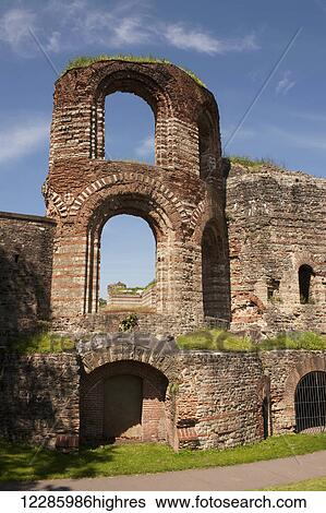 Stock Photograph - Arches of the Trier, Germany Roman baths; Germany. Fotosearch