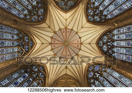 Stock Photograph - Architectural detail of York Minster ceiling; York, Yorkshire, England. Fotosearch