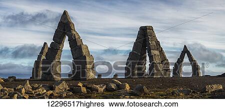 Stock Photograph - Arctic stonehenge, Northern Iceland; Iceland. Fotosearch